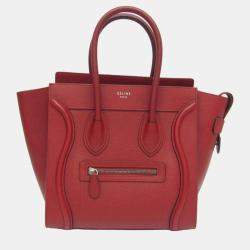 Celine Dark Red Leather Micro Luggage Satchel