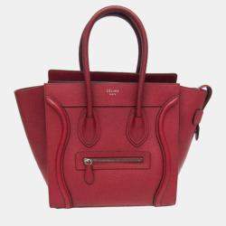 Celine Dark Red Leather Micro Luggage Satchel