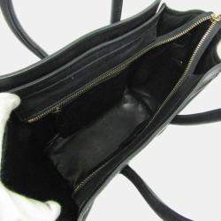 Celine Black Leather and Denim Micro Luggage Satchel