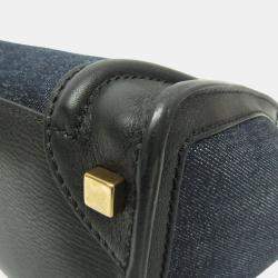 Celine Black Leather and Denim Micro Luggage Satchel