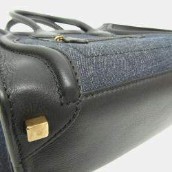 Celine Black Leather and Denim Micro Luggage Satchel
