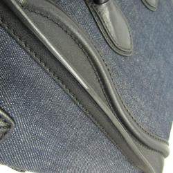 Celine Black Leather and Denim Micro Luggage Satchel