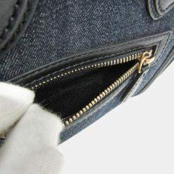 Celine Black Leather and Denim Micro Luggage Satchel