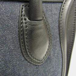 Celine Black Leather and Denim Micro Luggage Satchel