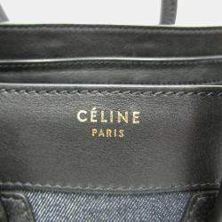 Celine Black Leather and Denim Micro Luggage Satchel