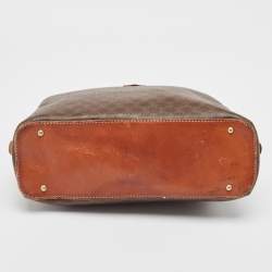 Pre Owned Celine Brown Macadam Coated Canvas and Leather Dome Satchel
