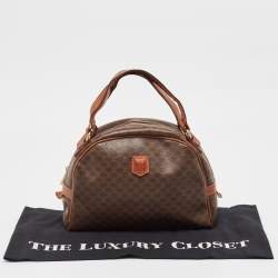 Pre Owned Celine Brown Macadam Coated Canvas and Leather Dome Satchel