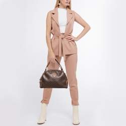 Pre Owned Celine Brown Macadam Coated Canvas and Leather Dome Satchel