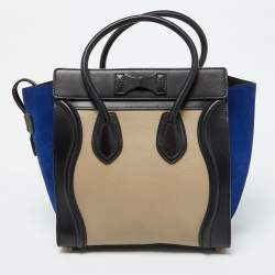 Celine Tri Color Leather and Suede Micro Luggage Tote