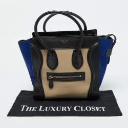 Celine Tri Color Leather and Suede Micro Luggage Tote