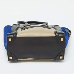 Celine Tri Color Leather and Suede Micro Luggage Tote