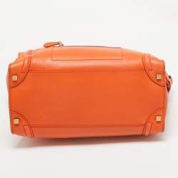 Celine Orange Leather Shoulder Luggage Tote