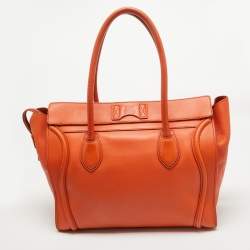 Celine Orange Leather Shoulder Luggage Tote