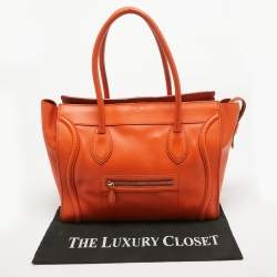 Celine Orange Leather Shoulder Luggage Tote