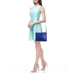 Pre Owned Celine Blue Leather Large Trio Crossbody Bag