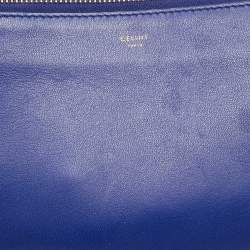 Pre Owned Celine Blue Leather Large Trio Crossbody Bag