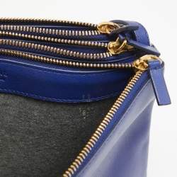 Pre Owned Celine Blue Leather Large Trio Crossbody Bag