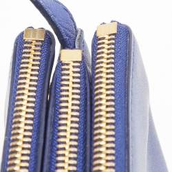 Pre Owned Celine Blue Leather Large Trio Crossbody Bag