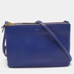 Pre Owned Celine Blue Leather Large Trio Crossbody Bag