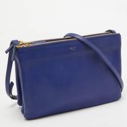 Pre Owned Celine Blue Leather Large Trio Crossbody Bag