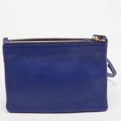 Pre Owned Celine Blue Leather Large Trio Crossbody Bag