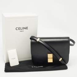 Pre Owned Celine Black Leather Medium Classic Box Shoulder Bag