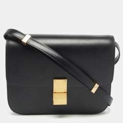 Pre Owned Celine Black Leather Medium Classic Box Shoulder Bag