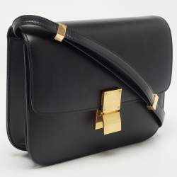 Pre Owned Celine Black Leather Medium Classic Box Shoulder Bag