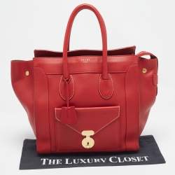 Pre Owned Celine Red Leather Envelope Luggage Tote