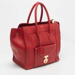 Pre Owned Celine Red Leather Envelope Luggage Tote