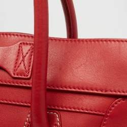 Pre Owned Celine Red Leather Envelope Luggage Tote