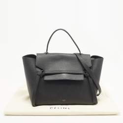 Celine Black Leather Micro Belt Top Handle Bag