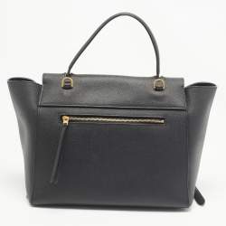 Celine Black Leather Micro Belt Top Handle Bag