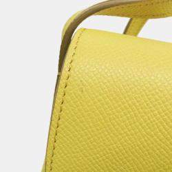 Celine Yellow Leather Medium Trotteur Shoulder Bag