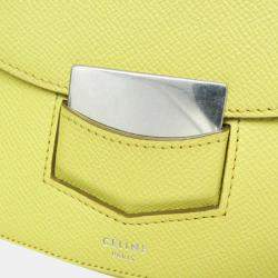 Celine Yellow Leather Medium Trotteur Shoulder Bag