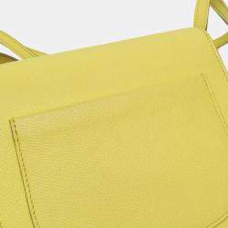 Celine Yellow Leather Medium Trotteur Shoulder Bag