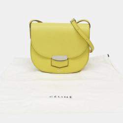 Celine Yellow Leather Medium Trotteur Shoulder Bag