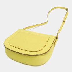 Celine Yellow Leather Medium Trotteur Shoulder Bag