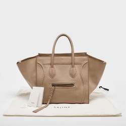 Pre Owned Celine Beige Leather Medium Phantom Luggage Tote