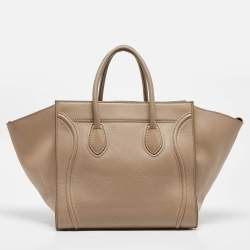 Pre Owned Celine Beige Leather Medium Phantom Luggage Tote