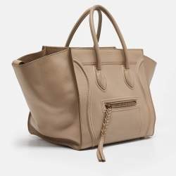 Pre Owned Celine Beige Leather Medium Phantom Luggage Tote