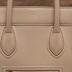 Pre Owned Celine Beige Leather Medium Phantom Luggage Tote