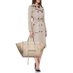Pre Owned Celine Beige Leather Medium Phantom Luggage Tote