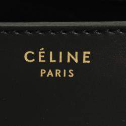 Pre Owned Celine Cream/Black Canvas and Leather Mini Luggage Tote