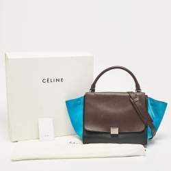 Pre Owned Celine Tricolor Leather and Suede Medium Trapeze Bag