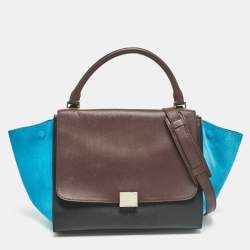 Pre Owned Celine Tricolor Leather and Suede Medium Trapeze Bag