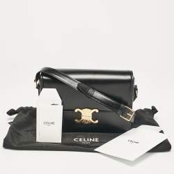Pre Owned Celine Black Leather Classique Triomphe Shoulder Bag