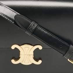 Pre Owned Celine Black Leather Classique Triomphe Shoulder Bag
