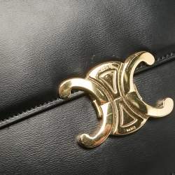Pre Owned Celine Black Leather Classique Triomphe Shoulder Bag