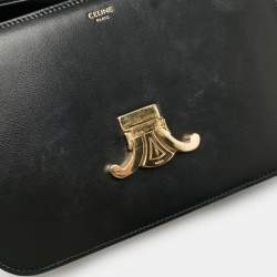 Pre Owned Celine Black Leather Classique Triomphe Shoulder Bag